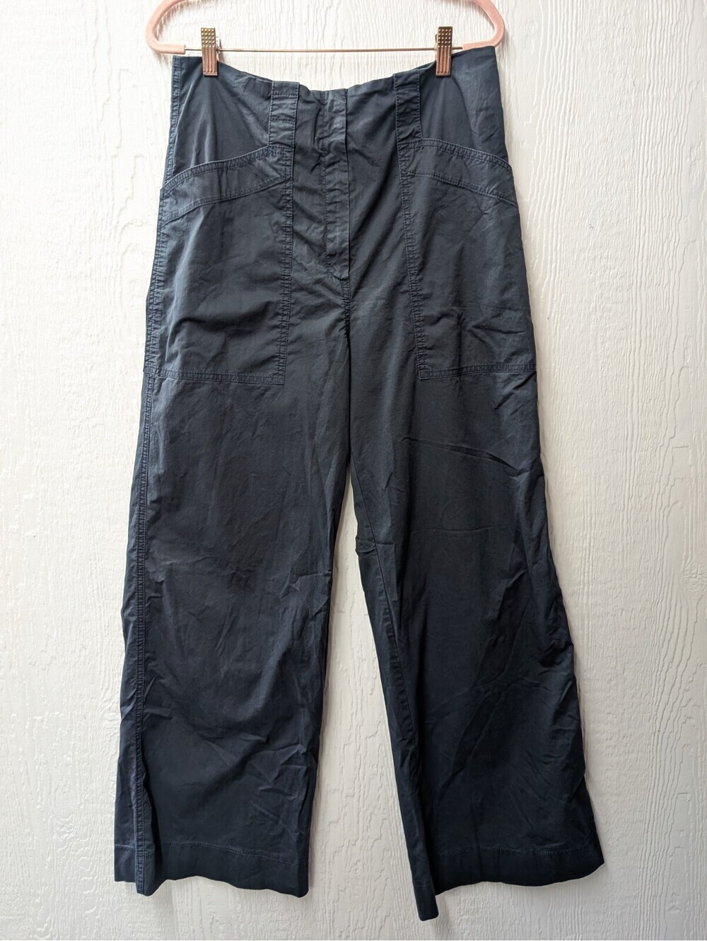 Odeeh Navy Blue Wide Leg High Rise Pants Trousers Size 38